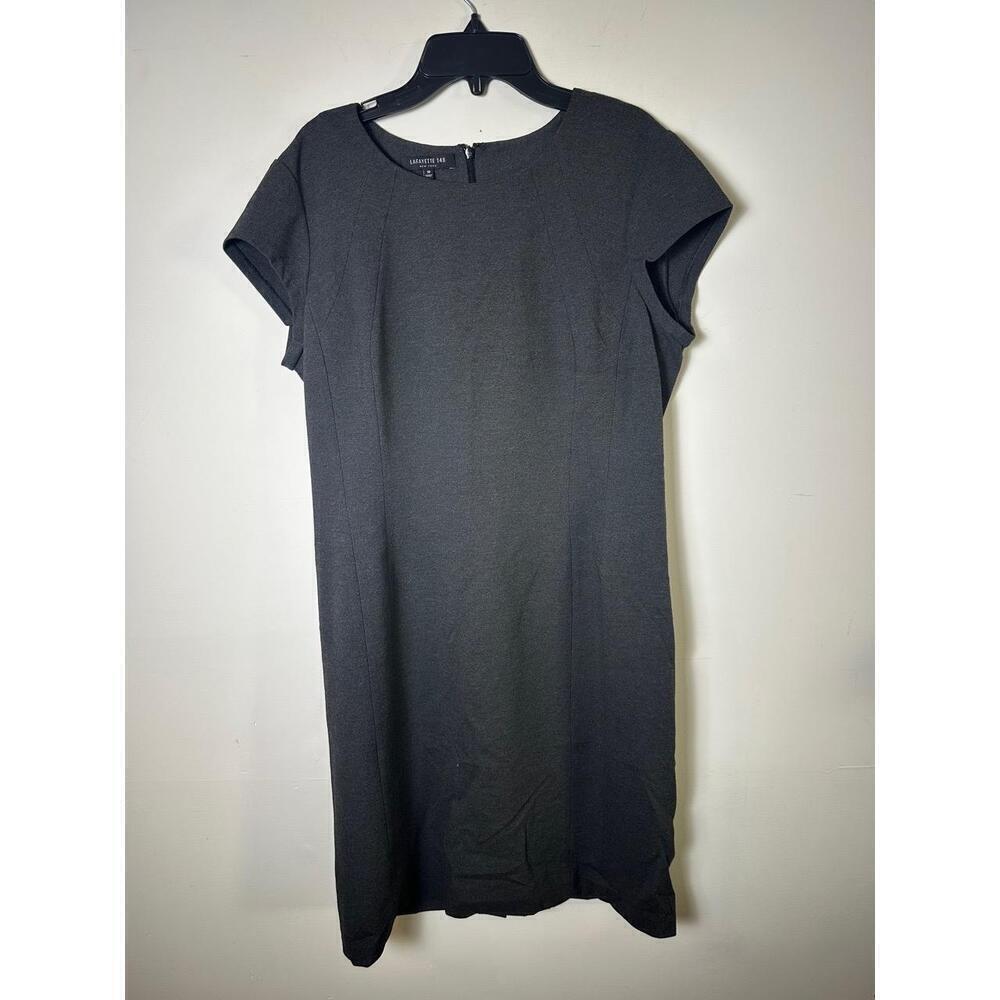 Lafayette 148 New York Black Short Sleeve Knee Length Crew Neck Dress Size‎ 10